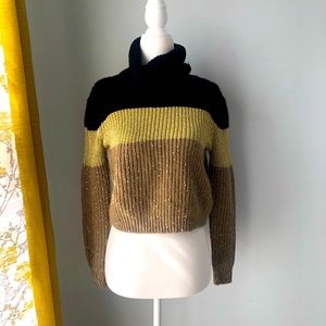 sophyline & co striped slightly cropped knitted turtleneck sweater. Size…